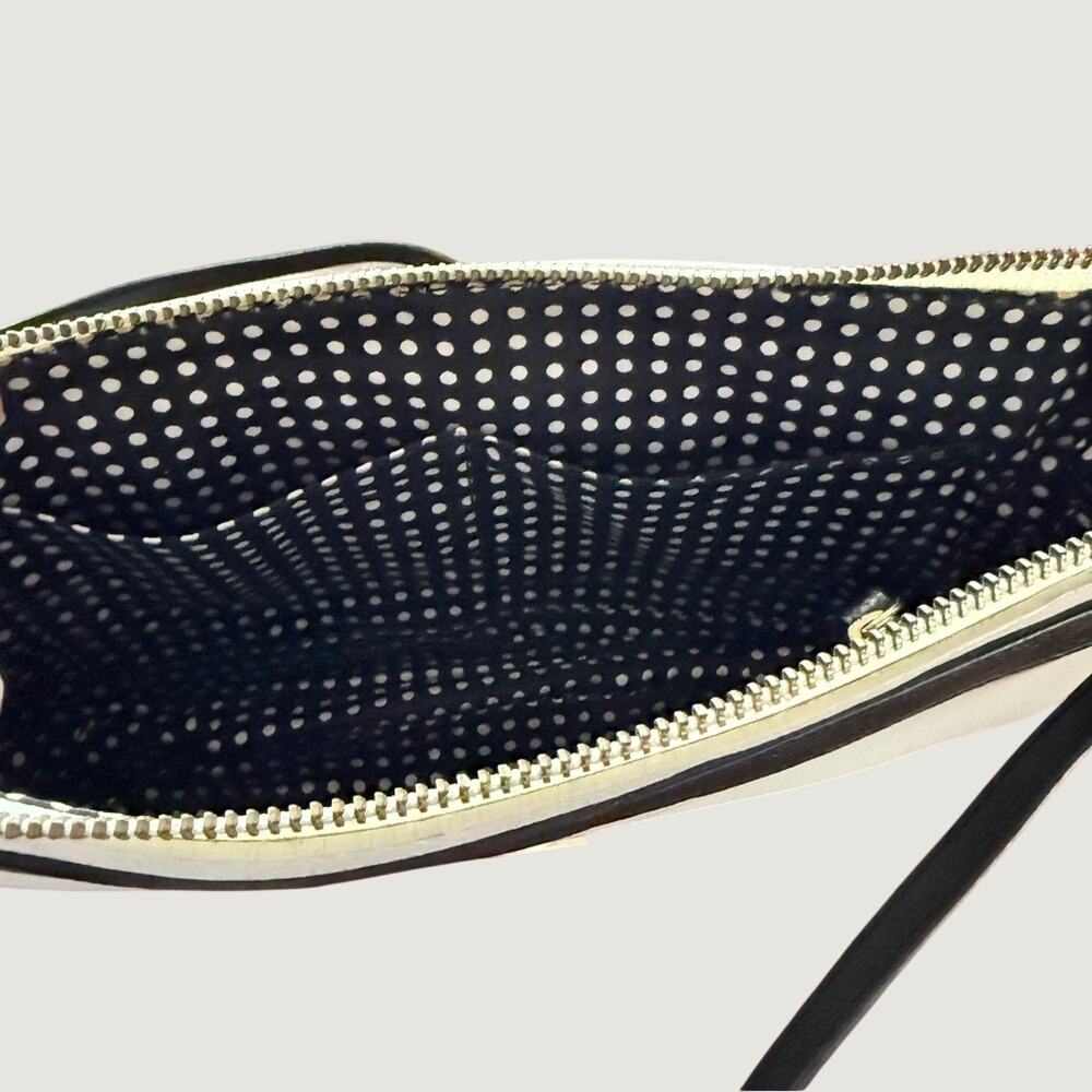 Kate Spade New York Leather Bow Crossbody Bag Purse Polka Dot Lining White Black - Picture 9 of 13